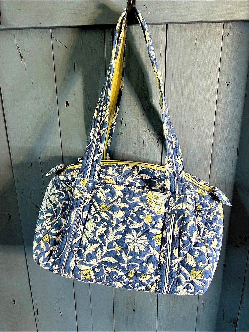 Suma JAPUR Floral Quilted Tote in Blue & Yellow